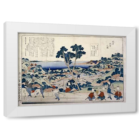 Ordnance Survey of Countryside White Modern Wood Framed Art Print by Hokusai