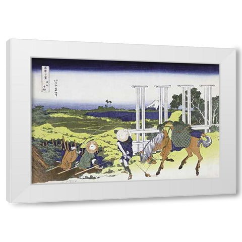 Senju In Musashi Province White Modern Wood Framed Art Print by Hokusai