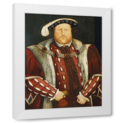 Portrait of King Henry VIII White Modern Wood Framed Art Print by Holbein, Hans