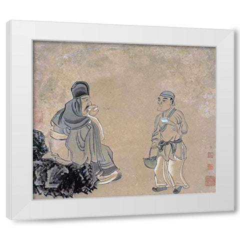 Tasting Tea White Modern Wood Framed Art Print by Hongshou, Chen