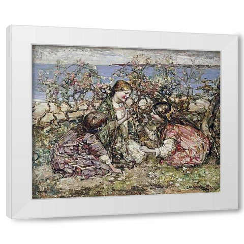 The Butterfly White Modern Wood Framed Art Print by Hornel, Edward Atkinson