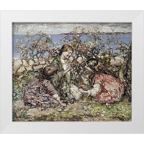 The Butterfly White Modern Wood Framed Art Print by Hornel, Edward Atkinson