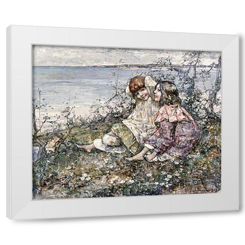 Summer, Brighouse Bay White Modern Wood Framed Art Print by Hornel, Edward Atkinson