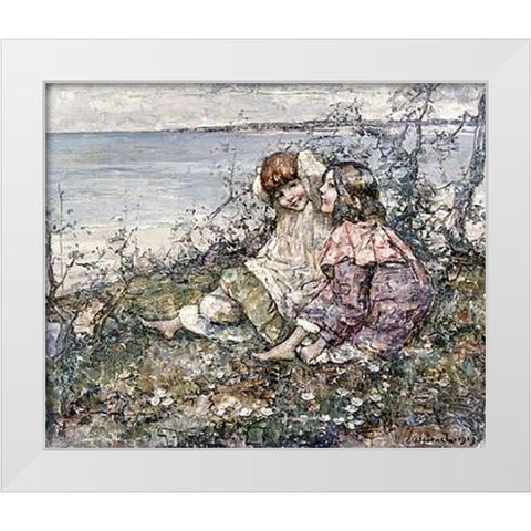 Summer, Brighouse Bay White Modern Wood Framed Art Print by Hornel, Edward Atkinson