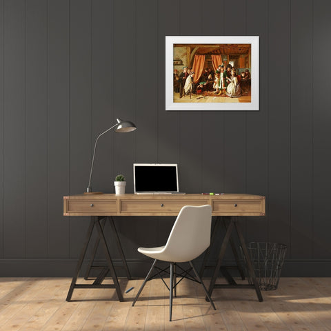 The Play Scene In Hamlet White Modern Wood Framed Art Print by Hunt, Charles