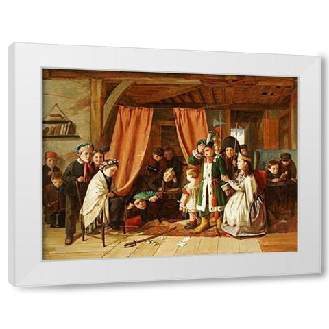 The Play Scene In Hamlet White Modern Wood Framed Art Print by Hunt, Charles