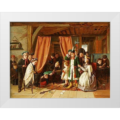 The Play Scene In Hamlet White Modern Wood Framed Art Print by Hunt, Charles
