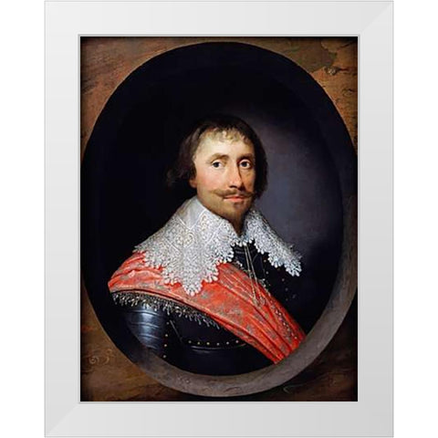 Portrait of Robert De Vere, The 19th Earl of Oxford White Modern Wood Framed Art Print by Johnson, Cornelius