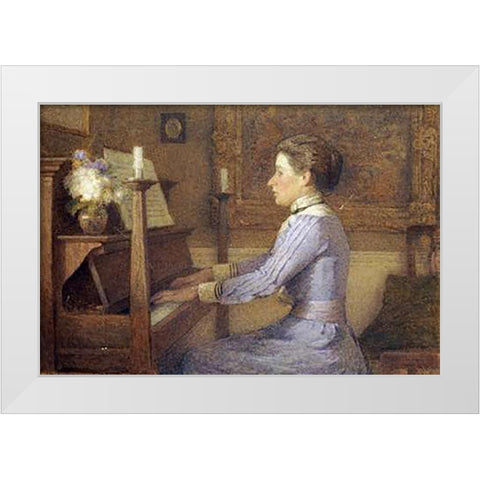 At The Piano White Modern Wood Framed Art Print by Jones, H.E