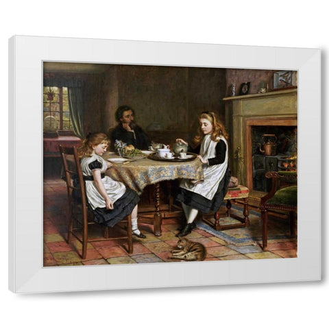 There Is No Fireside..... White Modern Wood Framed Art Print by Kilburne, George Goodwin