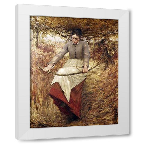 An Autumn Morning White Modern Wood Framed Art Print by La Thangue, Henry Herbert