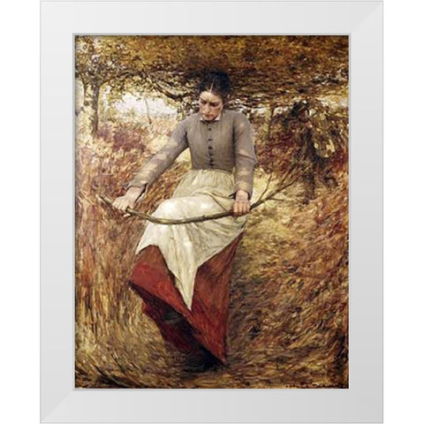 An Autumn Morning White Modern Wood Framed Art Print by La Thangue, Henry Herbert