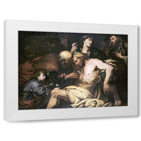 The Good Samaritan White Modern Wood Framed Art Print by Langetti, Giovanni Battista