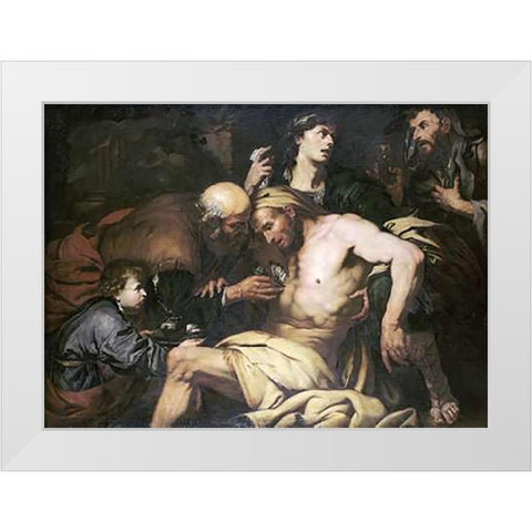 The Good Samaritan White Modern Wood Framed Art Print by Langetti, Giovanni Battista