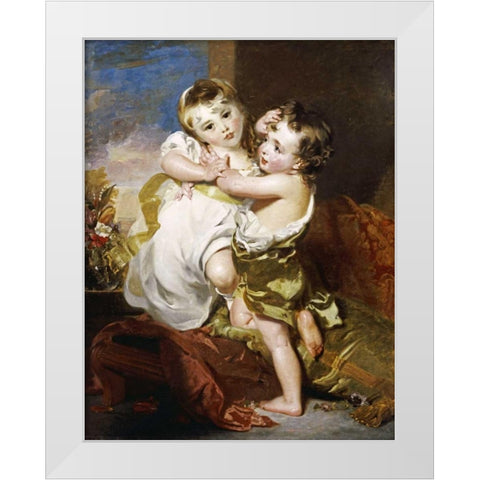 The Proffered Kiss White Modern Wood Framed Art Print by Lawrence, Thomas