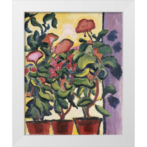 Geranium Am Fenster White Modern Wood Framed Art Print by Macke, August