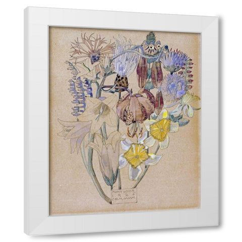 Mont Louis - Flower Study White Modern Wood Framed Art Print by Mackintosh, Charles Rennie