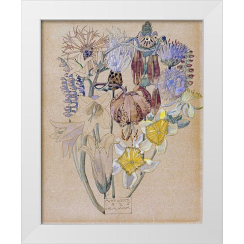 Mont Louis - Flower Study White Modern Wood Framed Art Print by Mackintosh, Charles Rennie