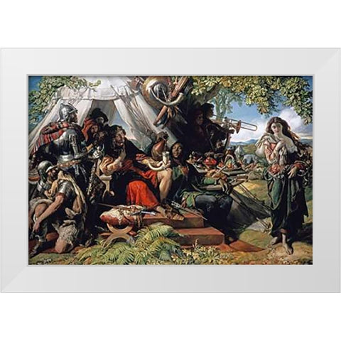 King Cophetua and The Beggar Maid White Modern Wood Framed Art Print by Maclise, Daniel