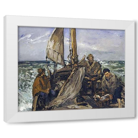 The Workers of the Sea White Modern Wood Framed Art Print by Manet, Edouard