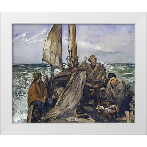 The Workers of the Sea White Modern Wood Framed Art Print by Manet, Edouard