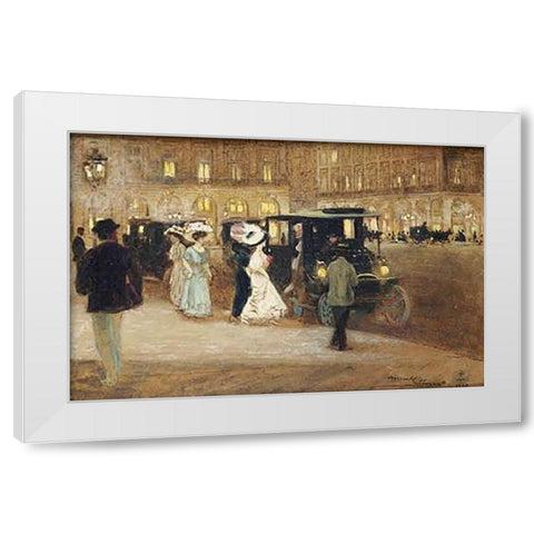 Getting Into The Car White Modern Wood Framed Art Print by Marcel-Clement, Amedee Julien