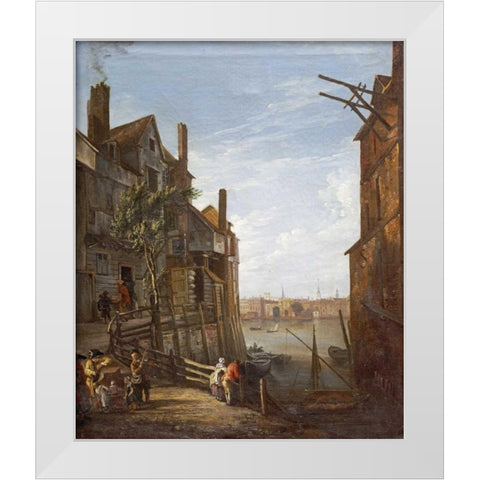 A View of The Thames at Southwark Looking Towards The City White Modern Wood Framed Art Print by Marlow, William