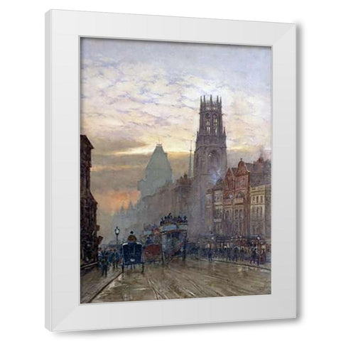 Fleet Street By Temple Bar White Modern Wood Framed Art Print by Marshall, Herbert Menzies