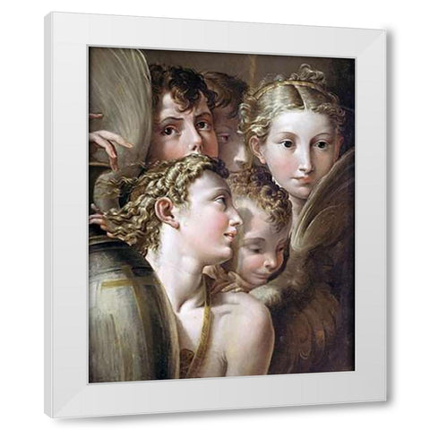 Five Angels White Modern Wood Framed Art Print by Mazzola, Francesco