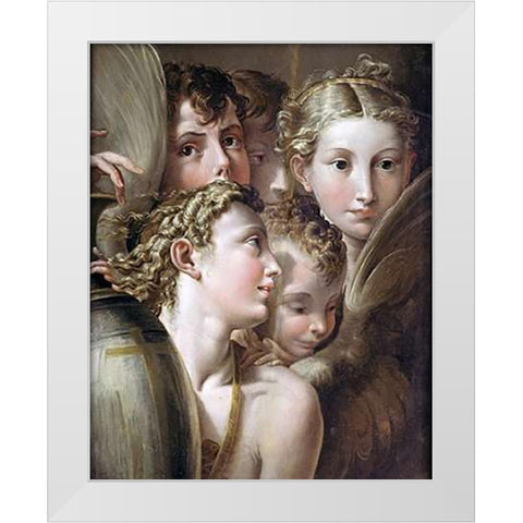 Five Angels White Modern Wood Framed Art Print by Mazzola, Francesco