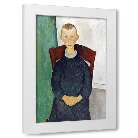 The Caretakers Son White Modern Wood Framed Art Print by Modigliani, Amedeo