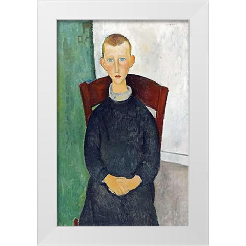 The Caretakers Son White Modern Wood Framed Art Print by Modigliani, Amedeo
