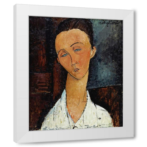 Lunia Czechowska White Modern Wood Framed Art Print by Modigliani, Amedeo