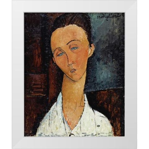 Lunia Czechowska White Modern Wood Framed Art Print by Modigliani, Amedeo