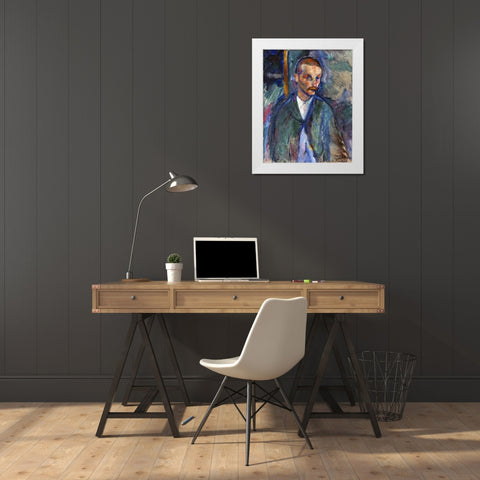 The Beggar of Livorne White Modern Wood Framed Art Print by Modigliani, Amedeo