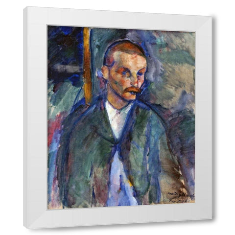 The Beggar of Livorne White Modern Wood Framed Art Print by Modigliani, Amedeo