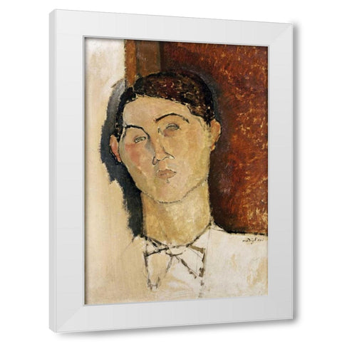 Tete De Jeune Homme White Modern Wood Framed Art Print by Modigliani, Amedeo