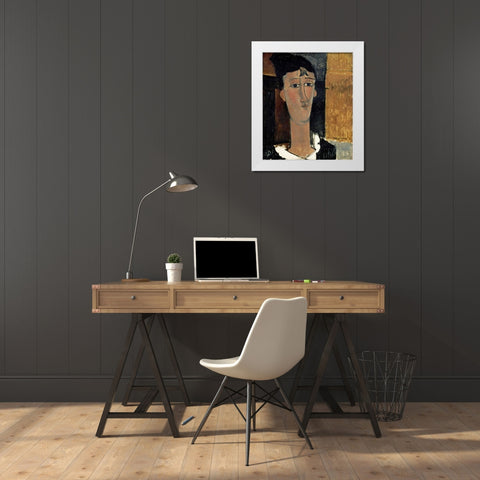 Portrait of a Young Woman - La Concierge White Modern Wood Framed Art Print by Modigliani, Amedeo