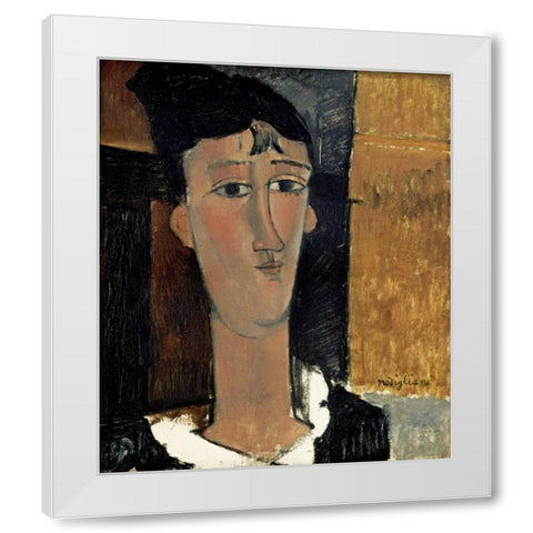 Portrait of a Young Woman - La Concierge White Modern Wood Framed Art Print by Modigliani, Amedeo