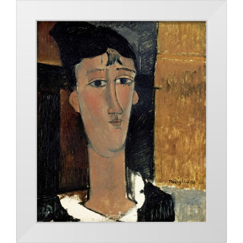 Portrait of a Young Woman - La Concierge White Modern Wood Framed Art Print by Modigliani, Amedeo