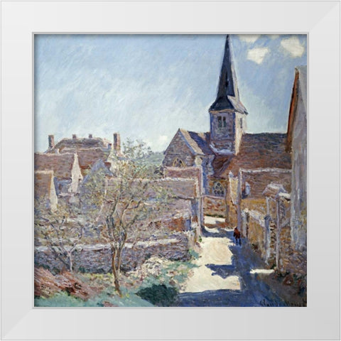 Bennecourt White Modern Wood Framed Art Print by Monet, Claude