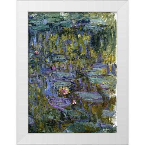 Water Lilies White Modern Wood Framed Art Print by Monet, Claude