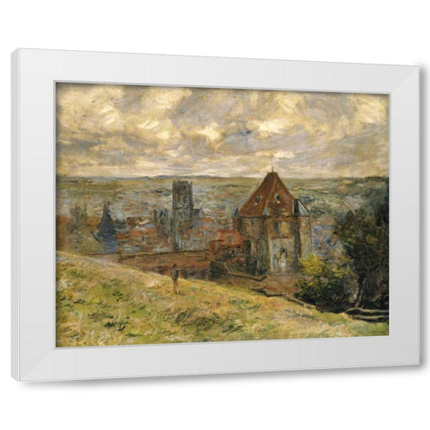 Dieppe White Modern Wood Framed Art Print by Monet, Claude