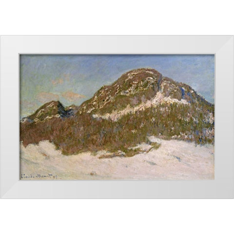 Mount Kolsaas in Sunlight White Modern Wood Framed Art Print by Monet, Claude