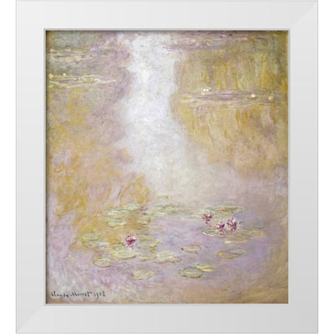 Water Lilies, Giverny White Modern Wood Framed Art Print by Monet, Claude