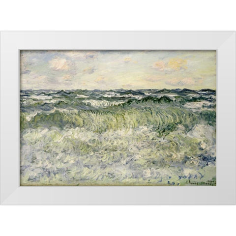Marine - Etude de mer White Modern Wood Framed Art Print by Monet, Claude