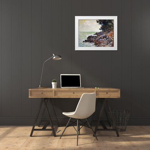 Cap Martin White Modern Wood Framed Art Print by Monet, Claude