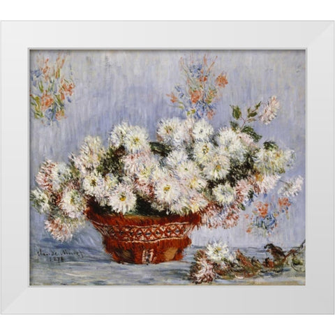 Chrysanthemums White Modern Wood Framed Art Print by Monet, Claude