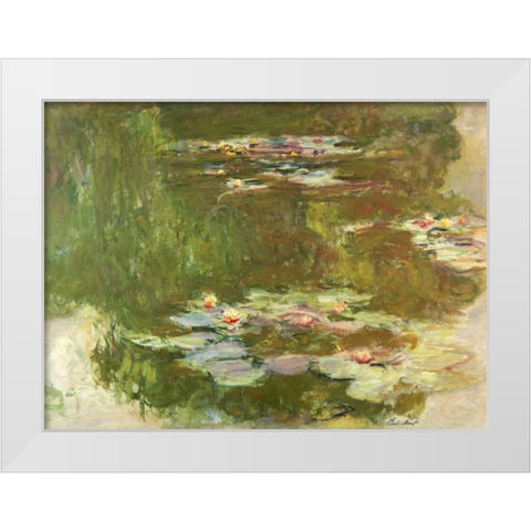 Lily Pond White Modern Wood Framed Art Print by Monet, Claude