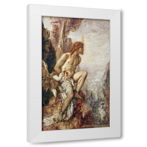 Promethee - The Torture of Prometheus White Modern Wood Framed Art Print by Moreau, Gustave